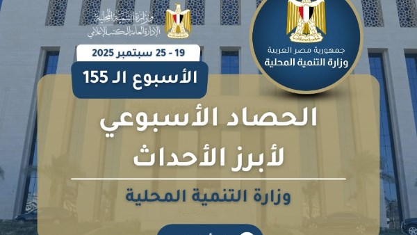 بالإنفوجراف ..نشرة الحصاد الأسبوعي لرصد أنشطة وزارة التنمية المحلية |تفاصيل 43 - محمود محمد كمال الفرارجي محمود محمد كمال الفرارجي